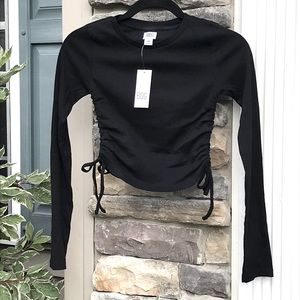 BDG Urban Outfitters XS black long sleeve fitted tee cinch side